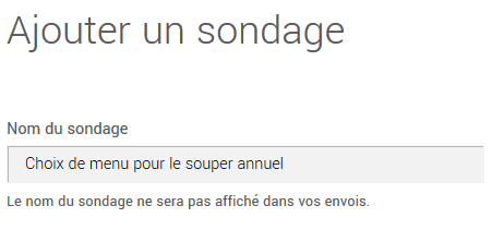 un nom pour votre sondage