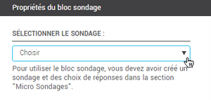 Propriétés du bloc sondage